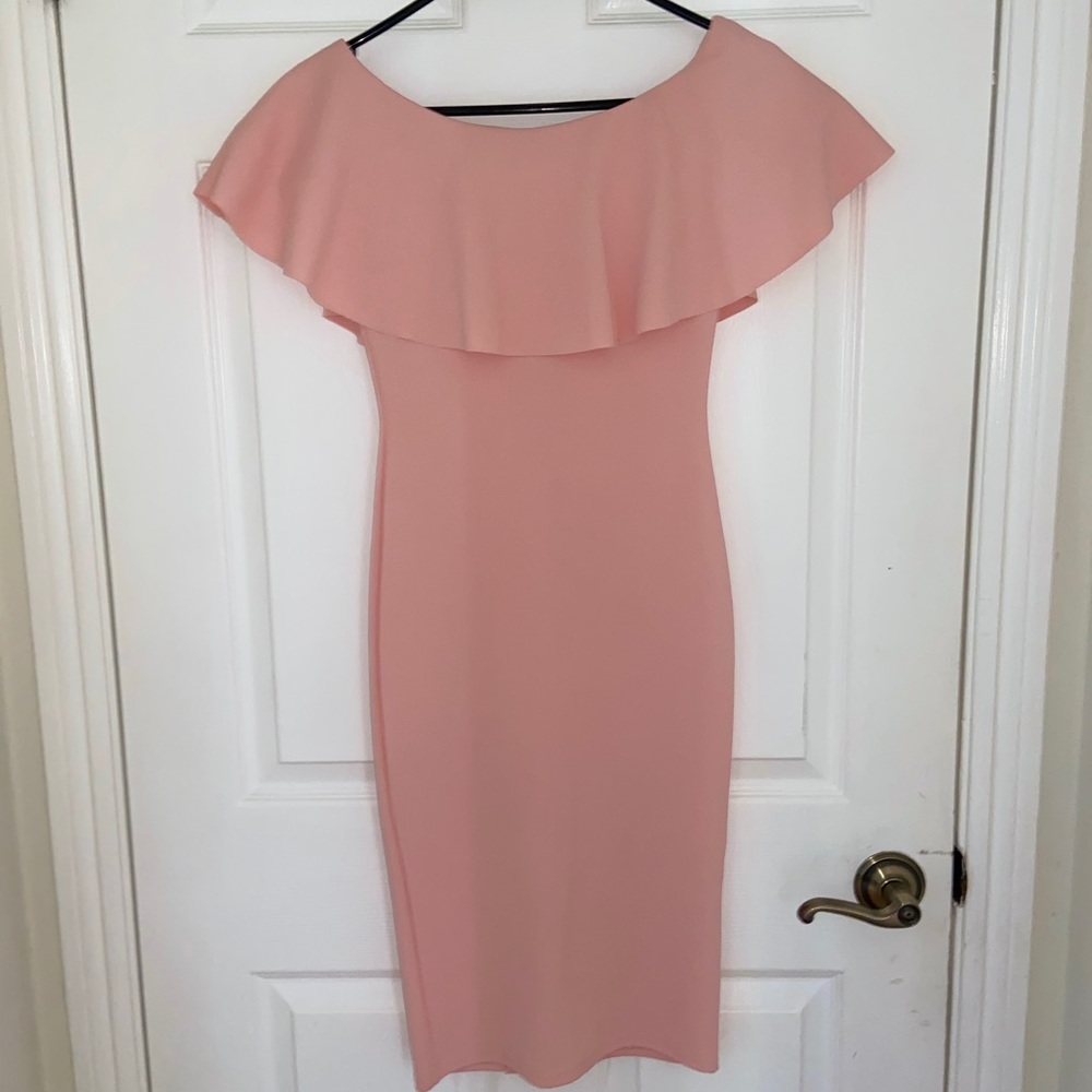 Pretty Little Thing Blush Off the Shoulder Dress